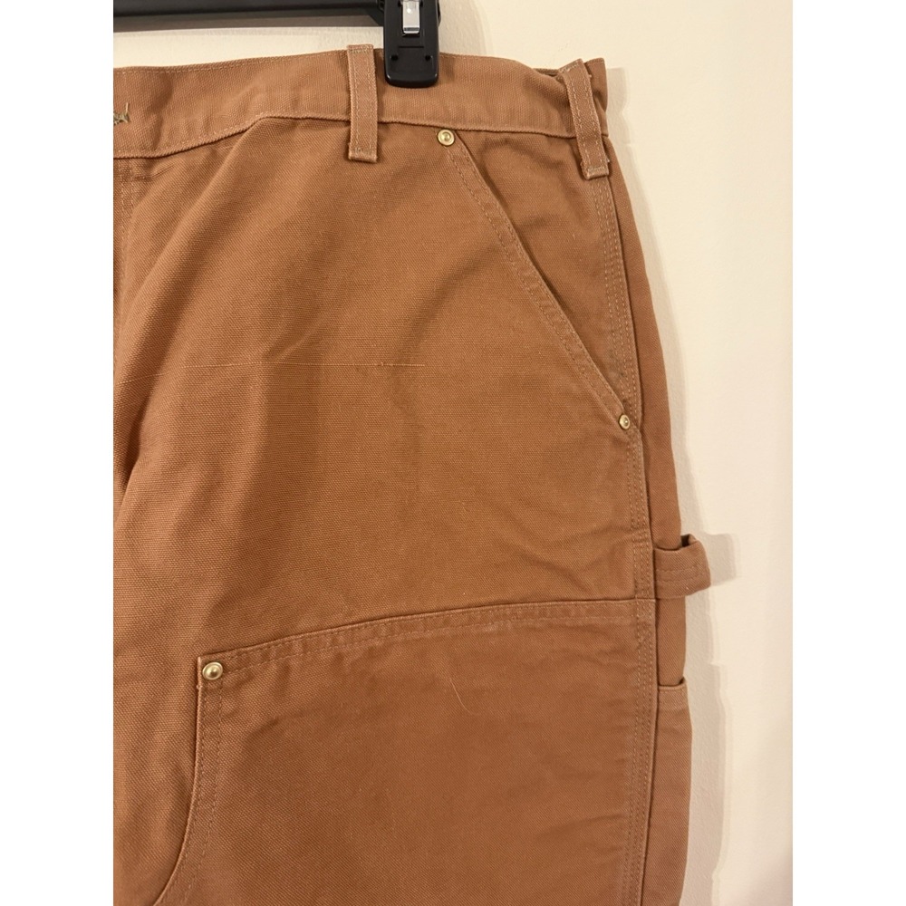 Carhartt Double Knee Pants Mens 42X30 Brown Loose Duck Canvas Utility Work B01-M - Picture 3 of 16